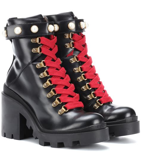 gucci embroidered leather ankle boot with belt dupe|gucci combat boots for women.